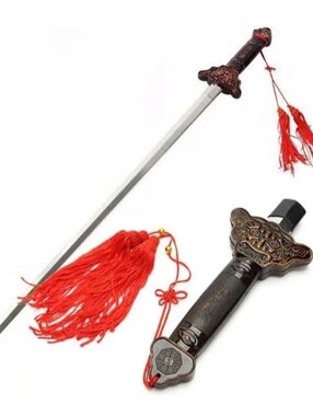 Foldable Taichi Kungfu Sword with Red Tassel
